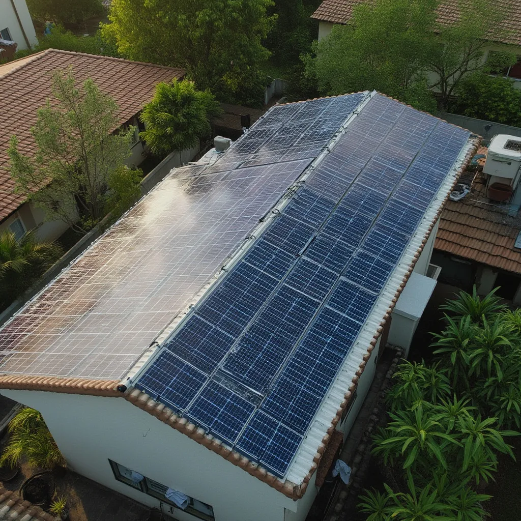 Painéis solares em projeto de energia renovável